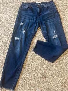 Encore Jeans Women’s Dark Blue Distressed Jeggings